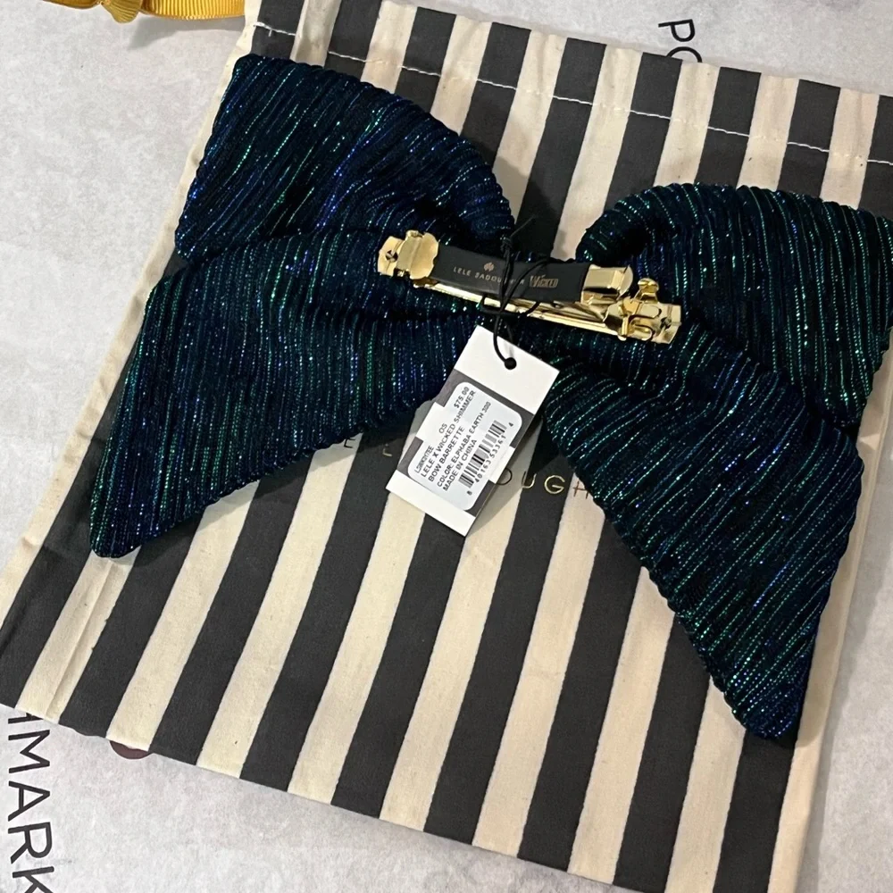 EARTH SHIMMER LEE SADOUGHI X WICKED NWT AUTHENTIC ELPHABA BOW BARRETTE - Picture 9 of 12